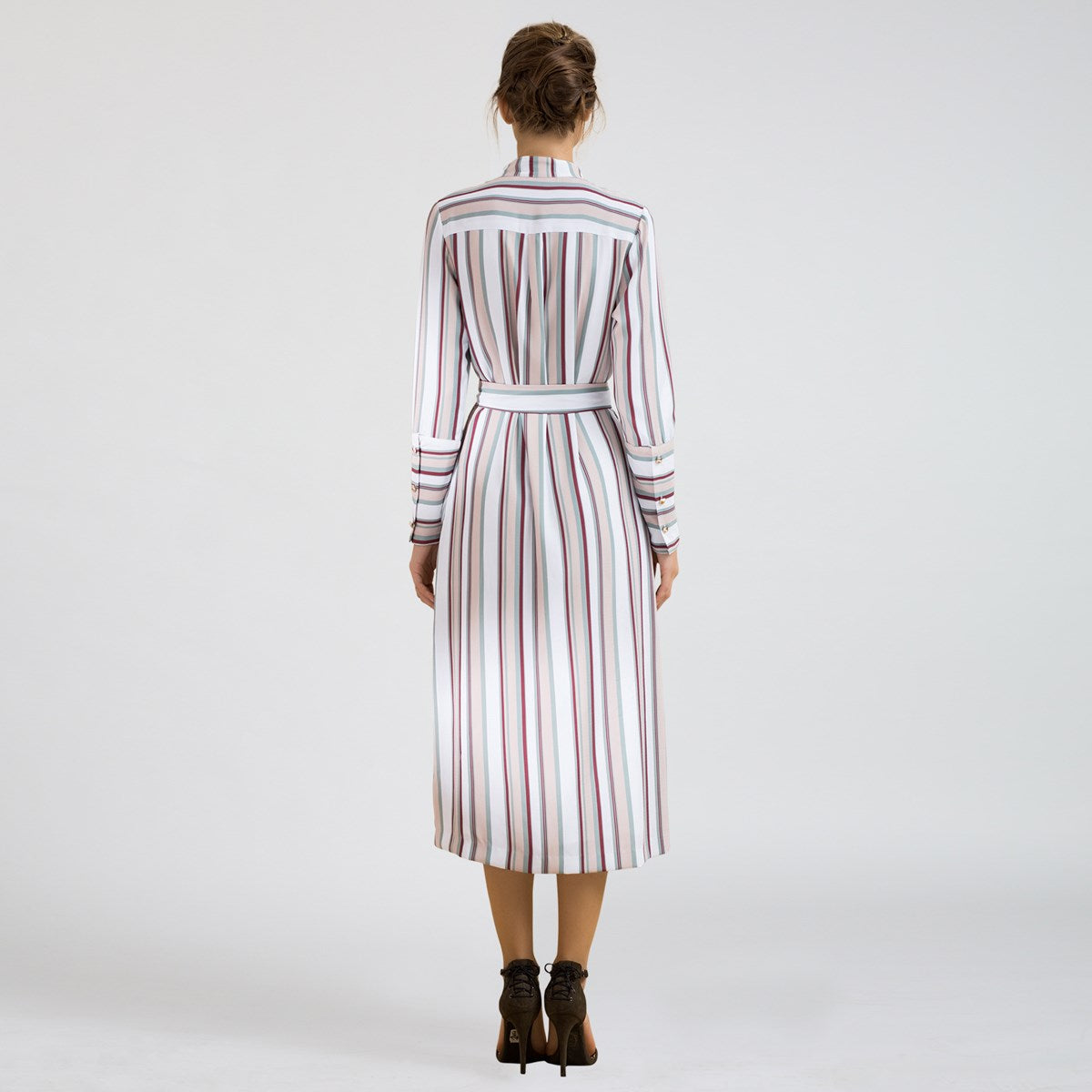 Robe portefeuille manche longues à imprimé rayures