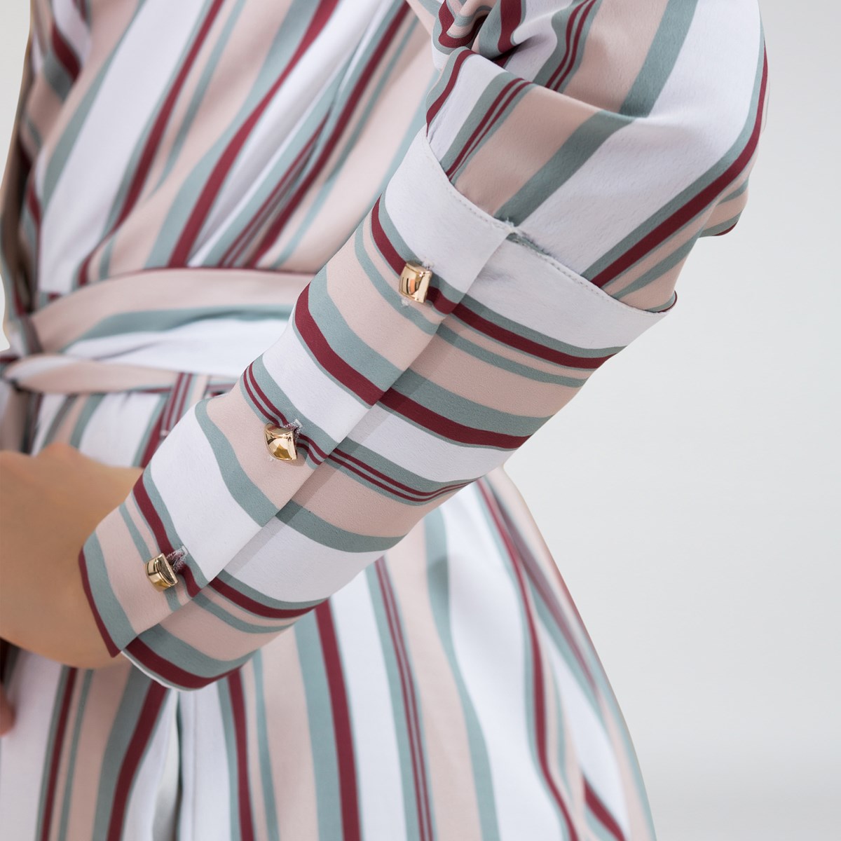 Robe portefeuille manche longues à imprimé rayures