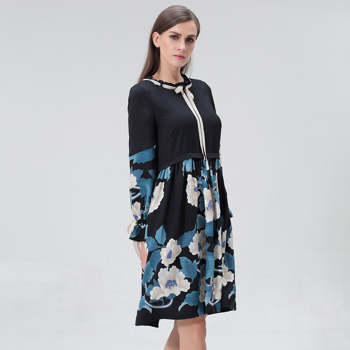 Robe-Blouse mi-longue à imprimé floral