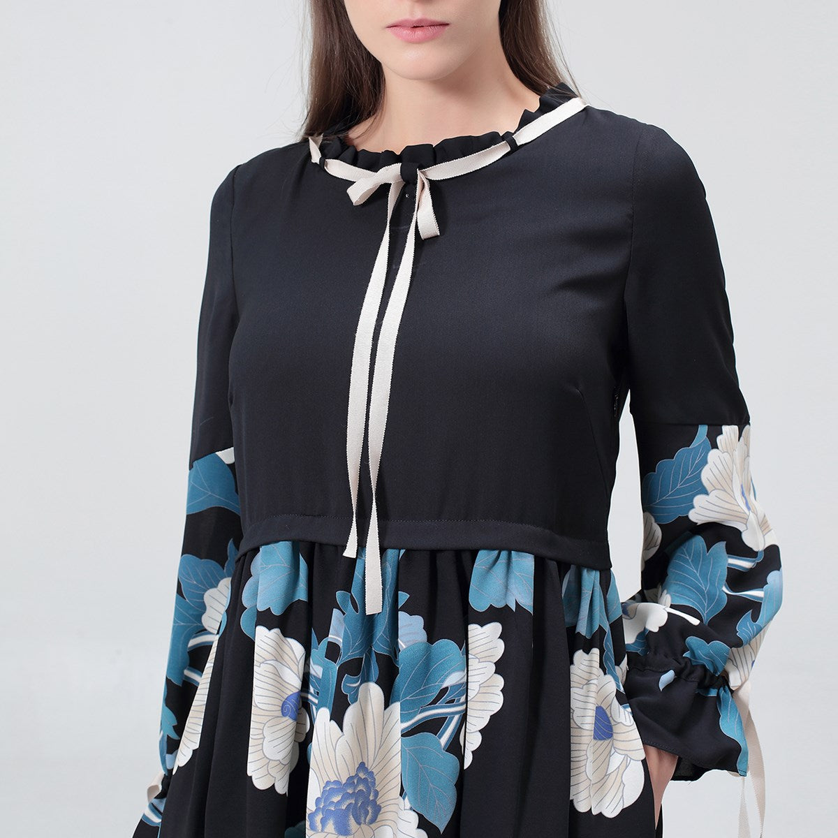 Robe-Blouse mi-longue à imprimé floral