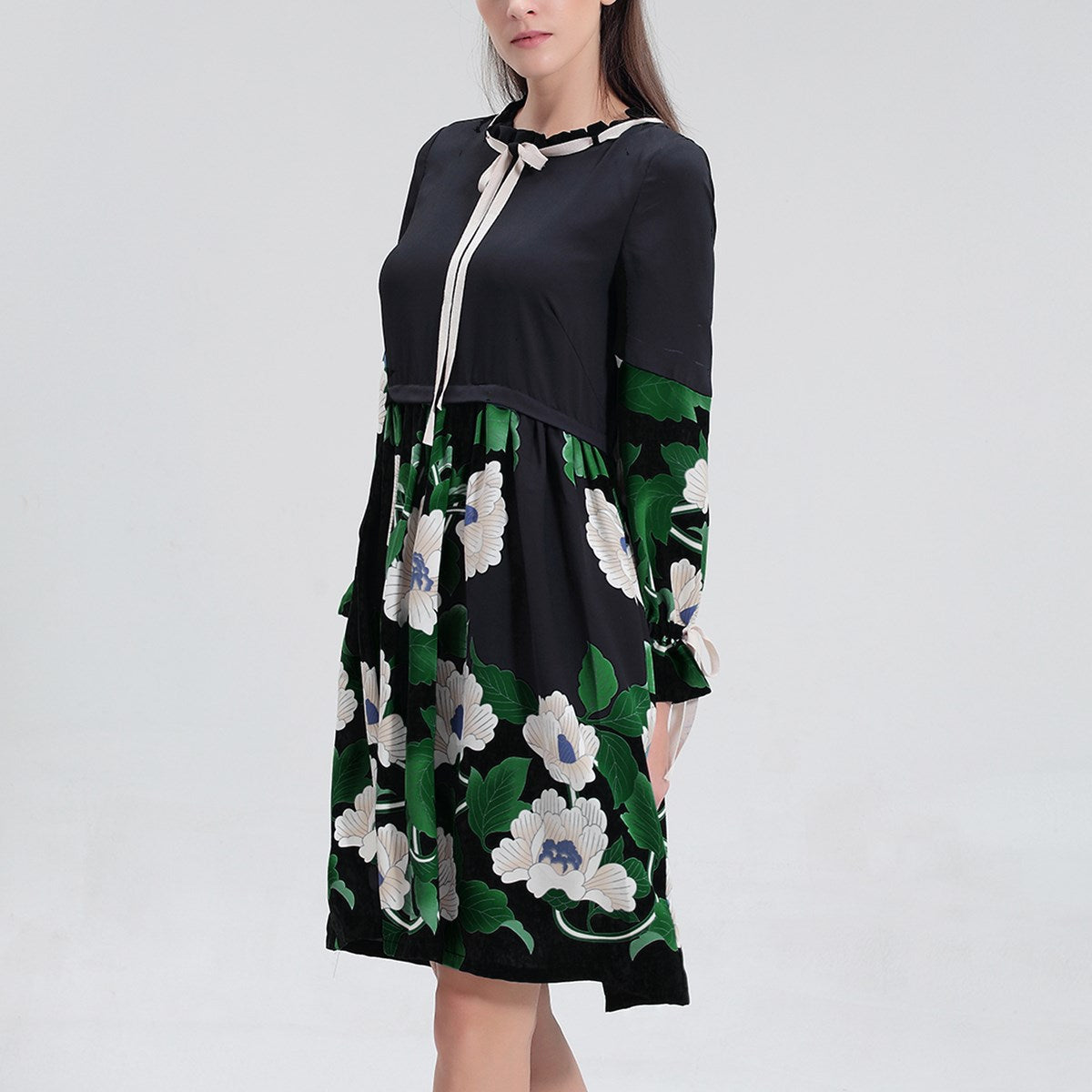 Robe-Blouse mi-longue à imprimé floral