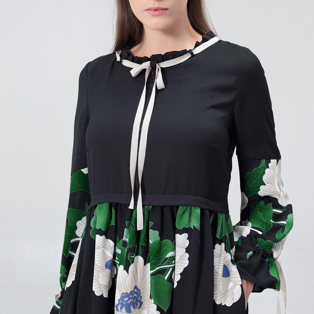 Robe-Blouse mi-longue à imprimé floral