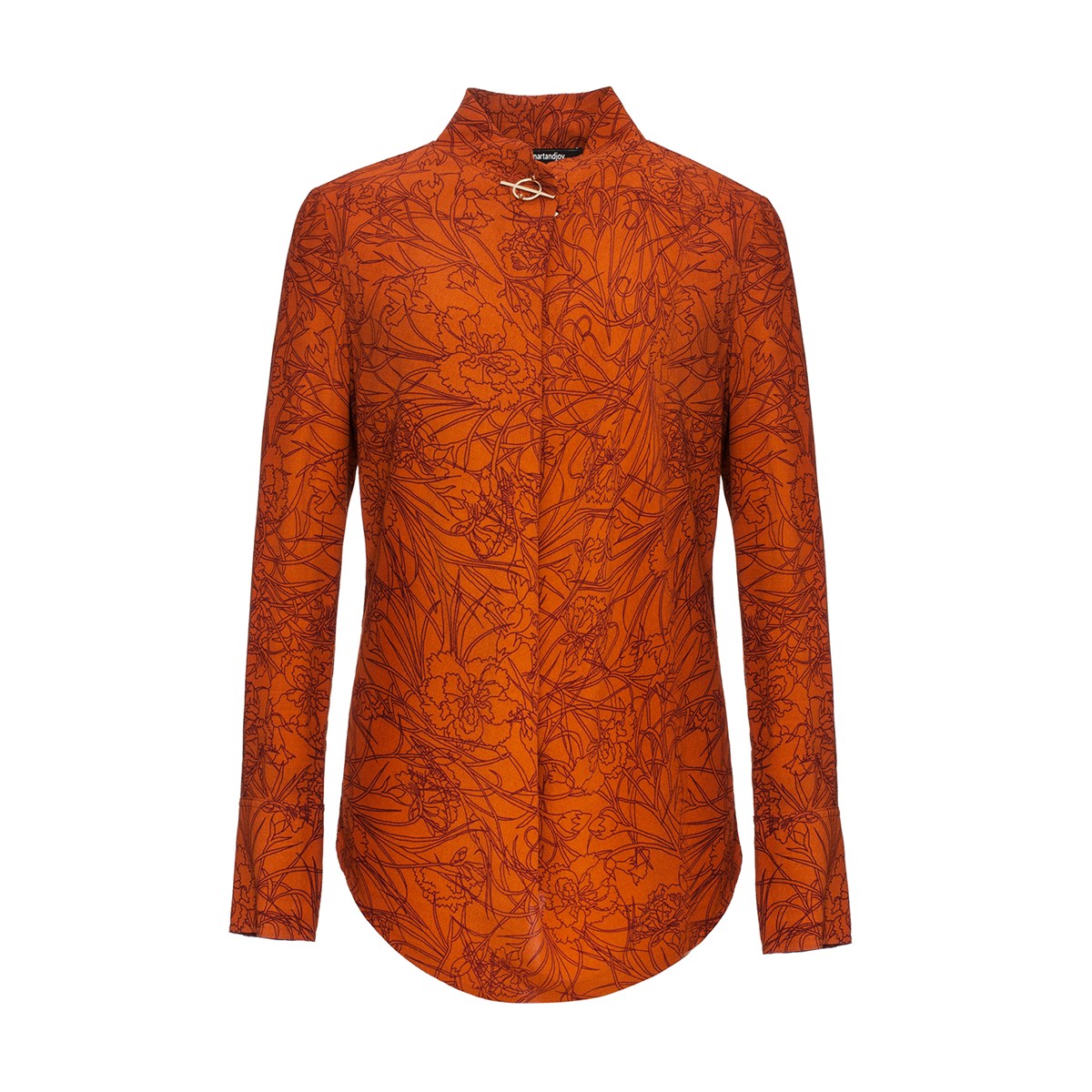 Blouse col montant croisé à imprimé floral linéaire