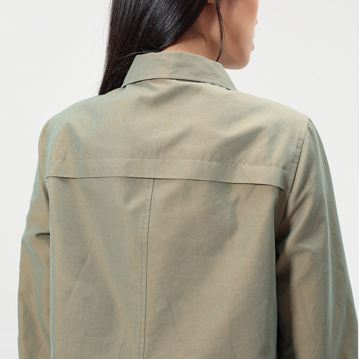 Robe-Chemise style  safari à basques plissées et manches longues
