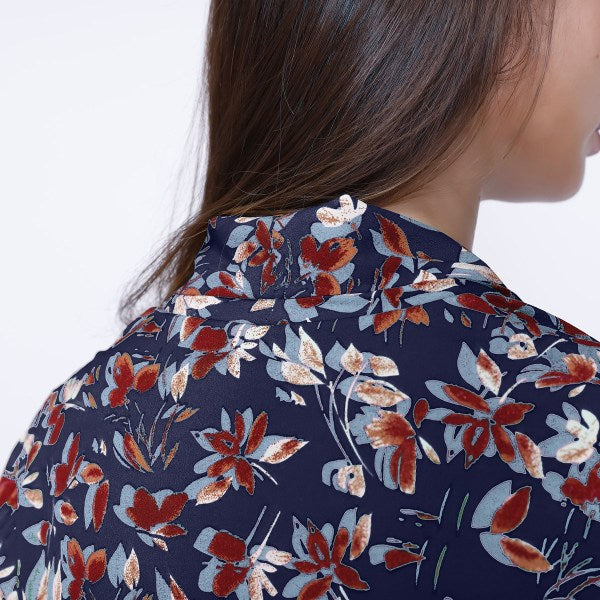 Robe courte effet drapé devant à imprimé feuilles