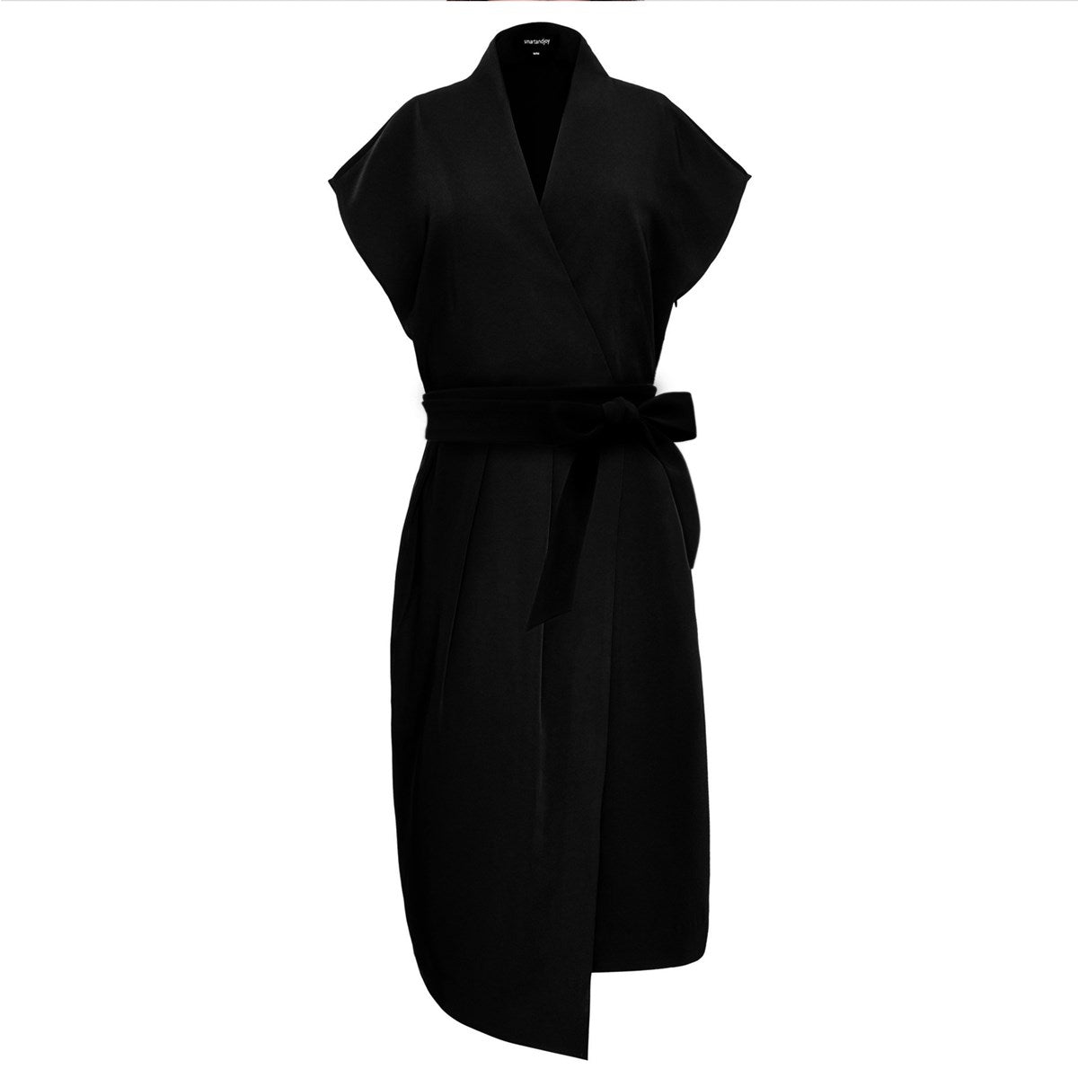 Robe mi-longue effet portefeuille et ceinture rajoutée