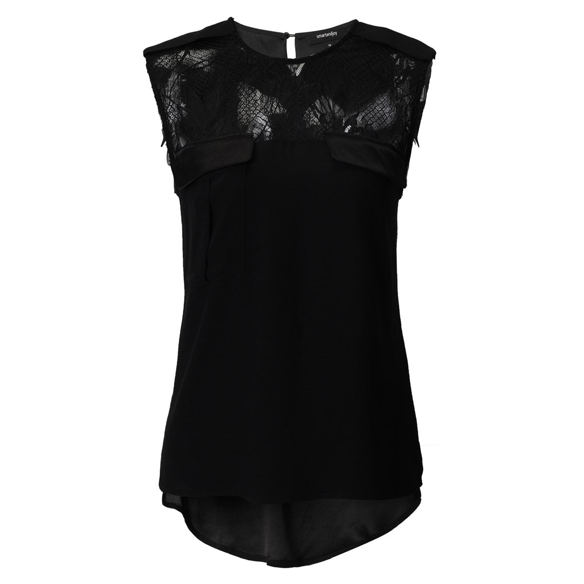 Top bi-matière dentelle et crêpe satin