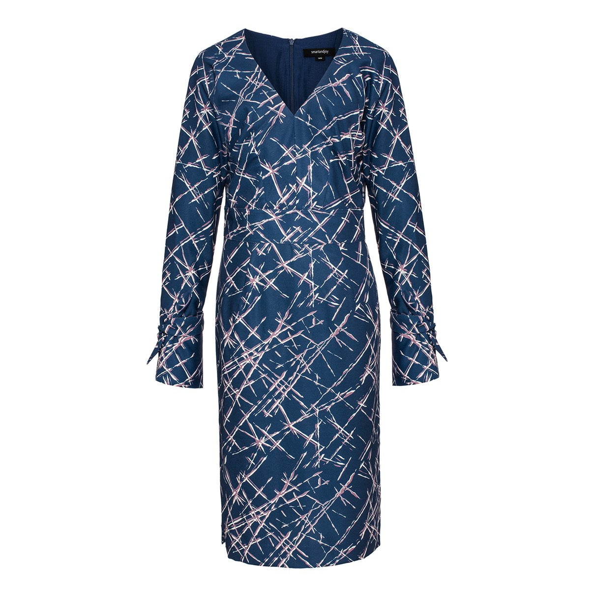 Robe droite à imprimé géométrique et col V