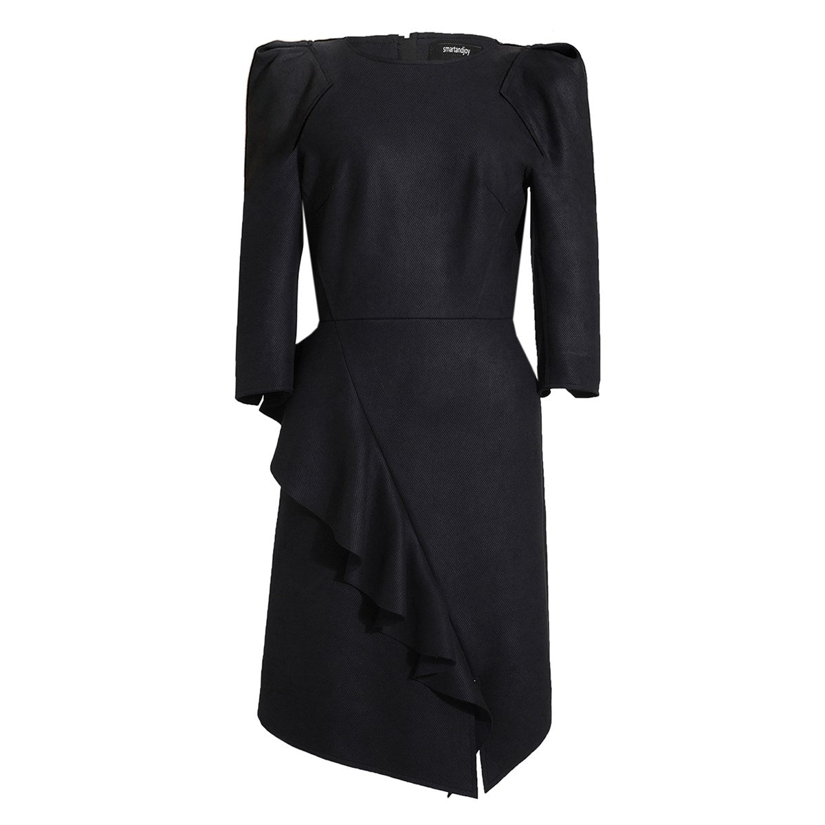 Robe structure ajustée à volant frontal en suédine stretch