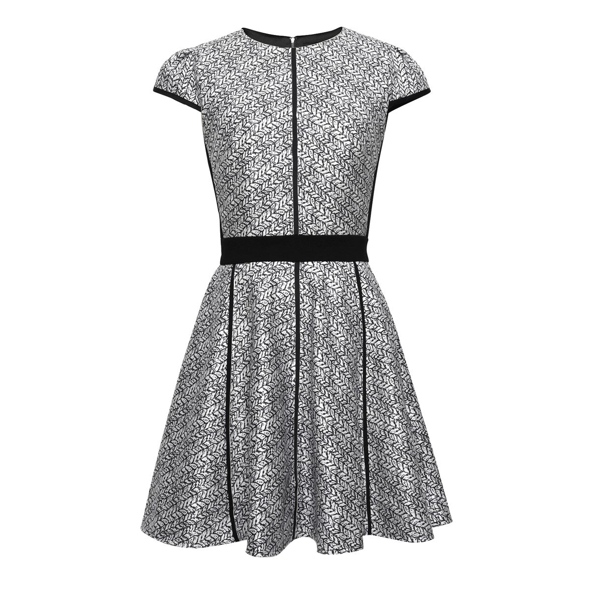 Robe patineuse imprimé géométrique et garniture jersey