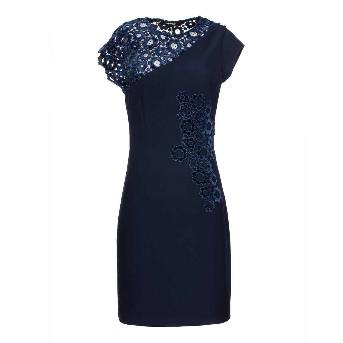 Robe ajustée et appliqué de dentelle de velours