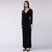 Robe longue de soirée en velours texturé