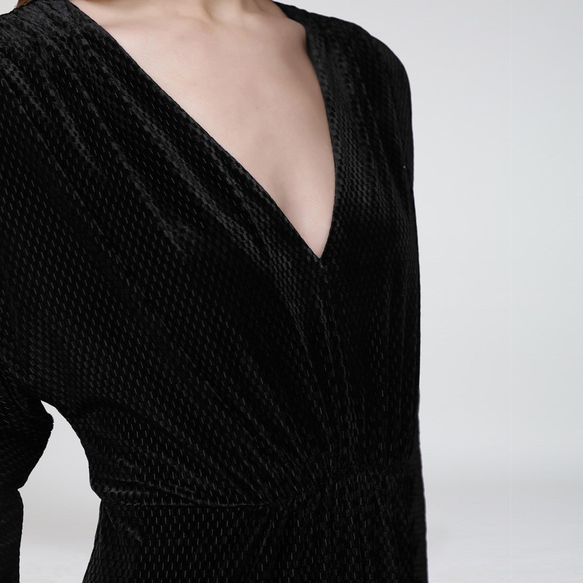 Robe longue de soirée en velours texturé