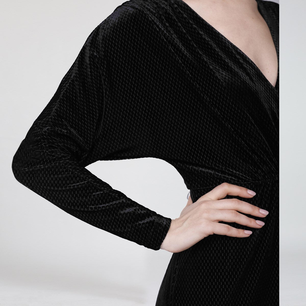Robe longue de soirée en velours texturé