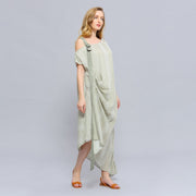 Robe drapée asymétrique à imprimé rayures
