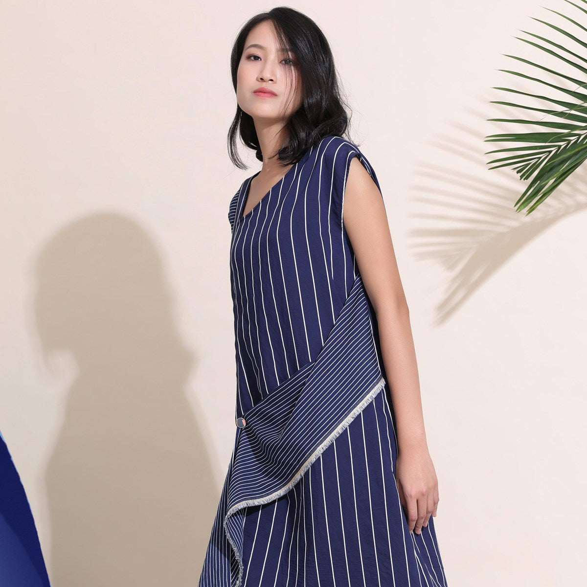 Robe trapèze asymétriques à rayures