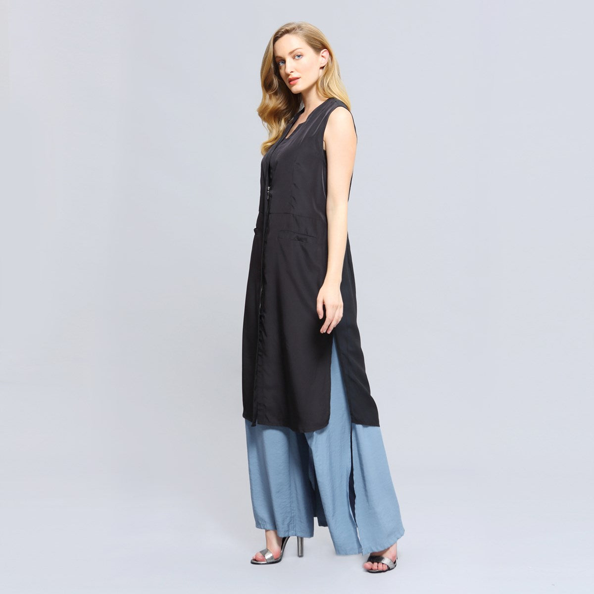 Gilet long bi-matière