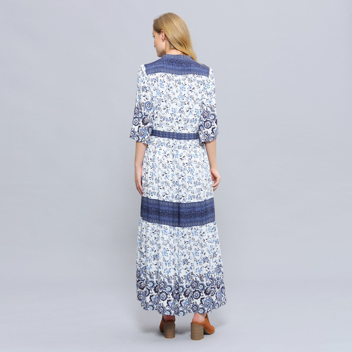 Robe chemise longue à imprimé bohème