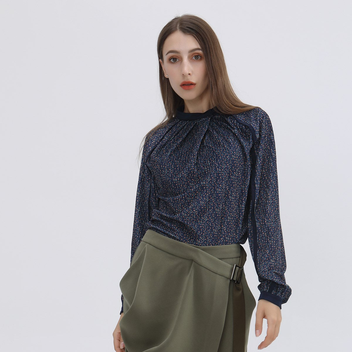 Blouse velours à imprimé liberty et biais satin