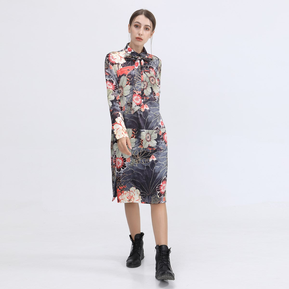 Robe chemise à imprimé macro floral