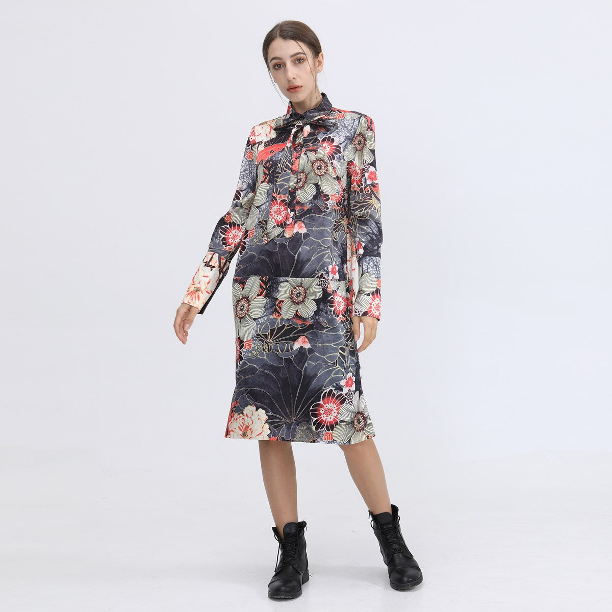 Robe chemise à imprimé macro floral