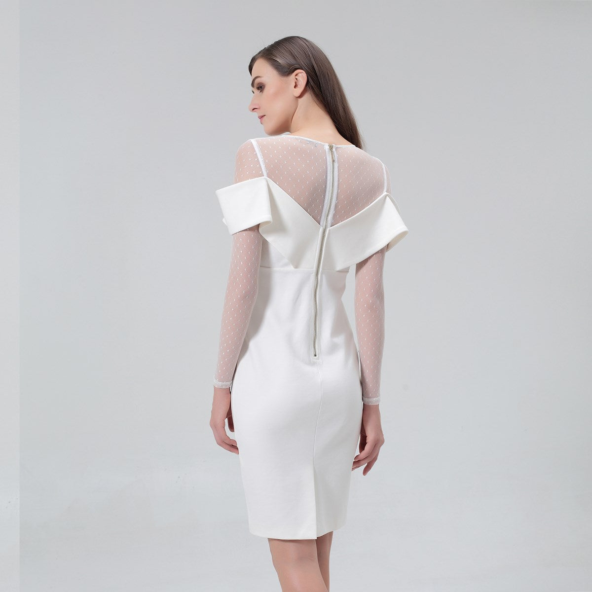 Robe ajustée décolleté Bardot en jersey et tulle