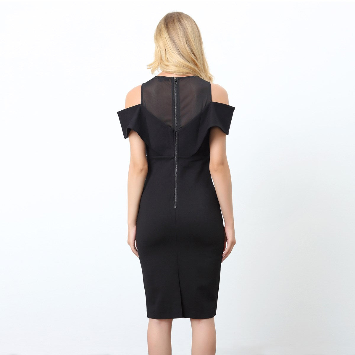 Robe ajustée décolleté Bardot en jersey et maille