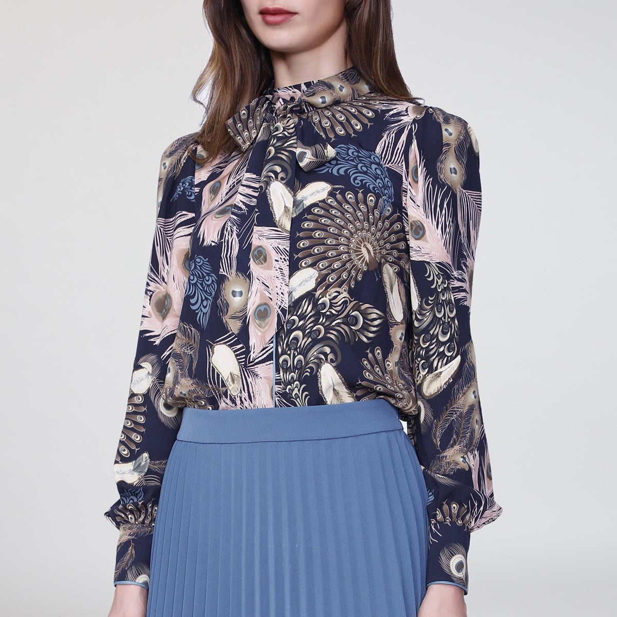 Chemise bohème  à imprimé plumes