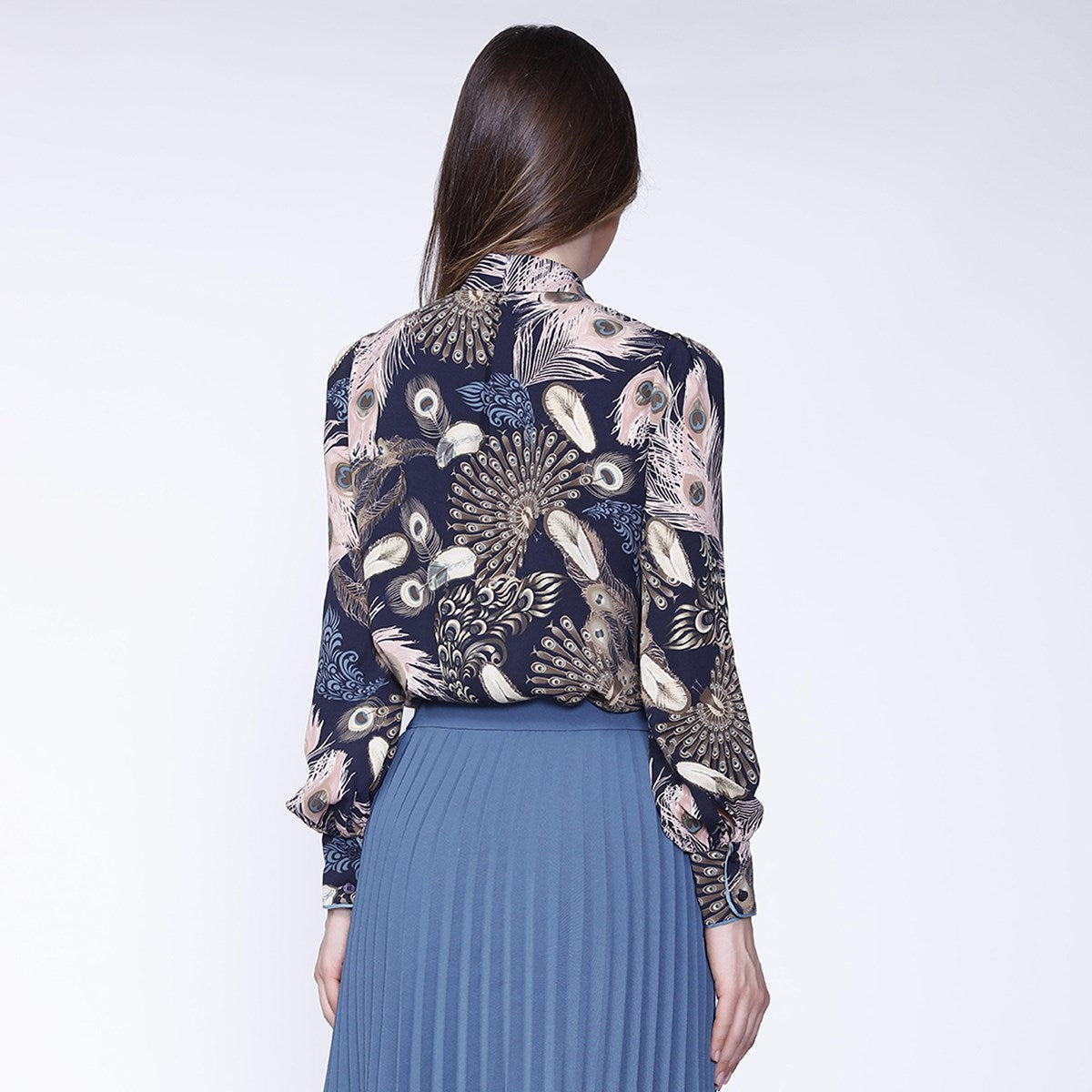 Chemise bohème  à imprimé plumes