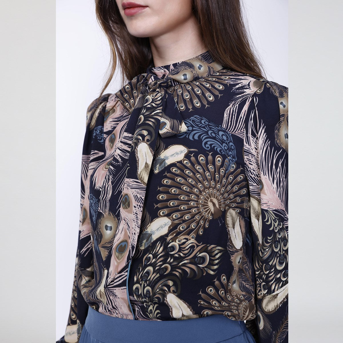 Chemise bohème  à imprimé plumes