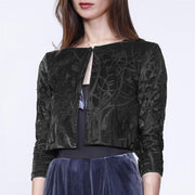 Veste courte en dentelle et velours