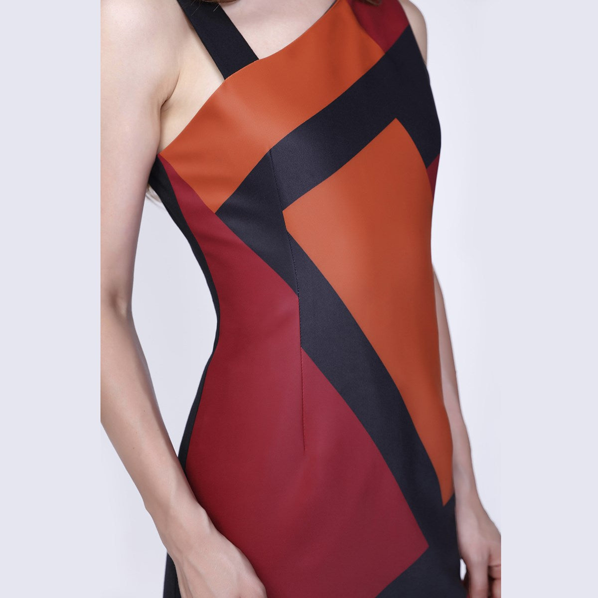 Robe asymétrique à imprimé géométrique