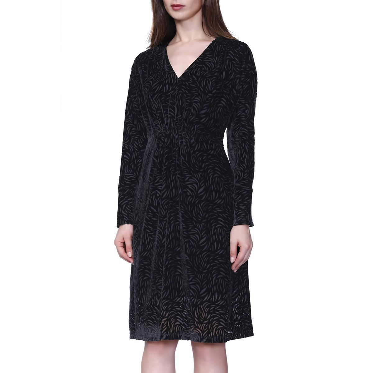 Robe en velours dévoré à encolure V
