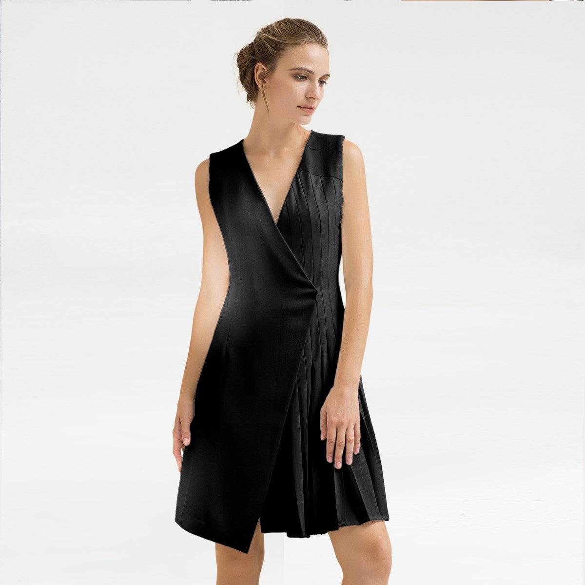 Robe portefeuille structurée à panneau plissé