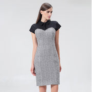 Robe tailleur jacquard argent bi-matière