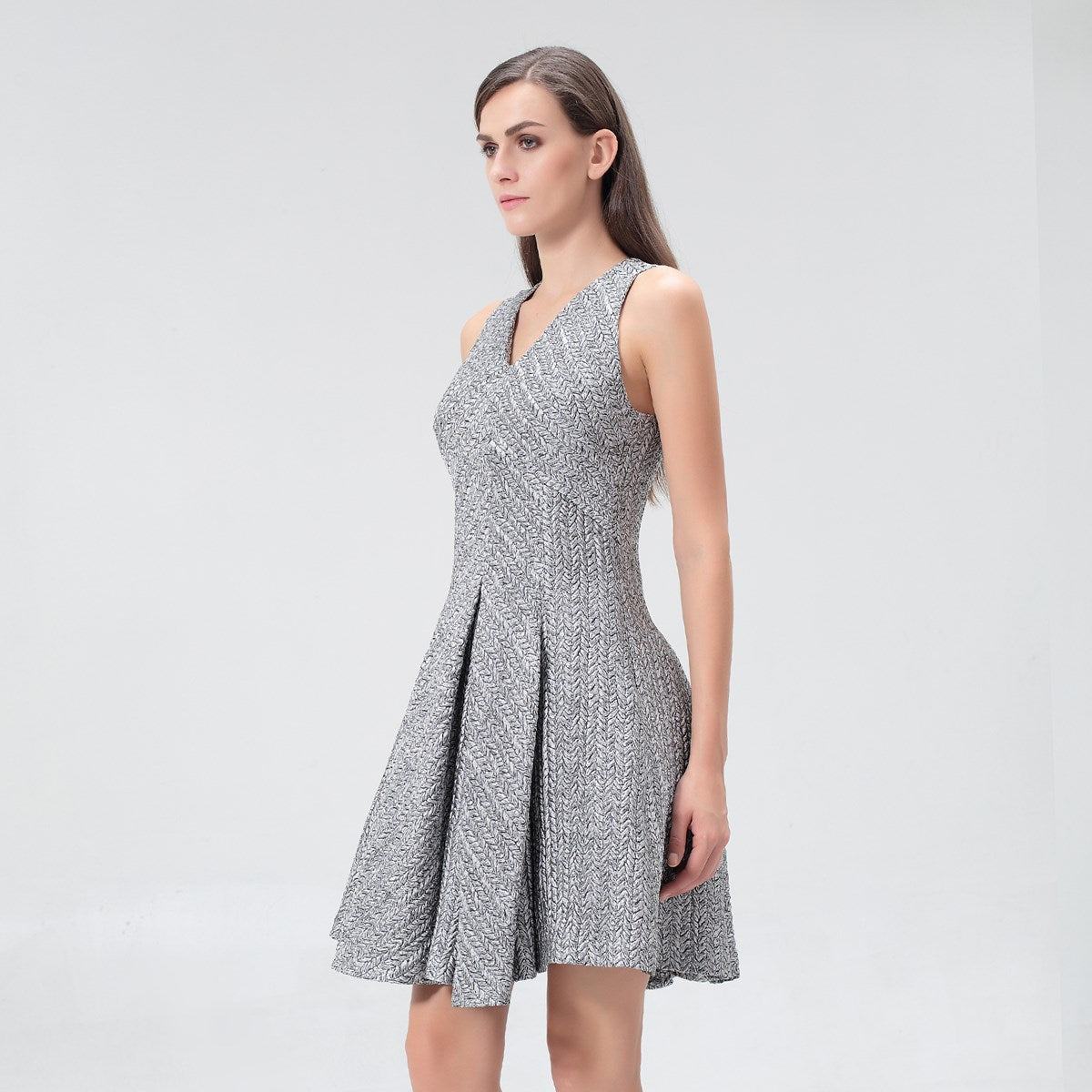 Robe jacquard ajustée et évasée