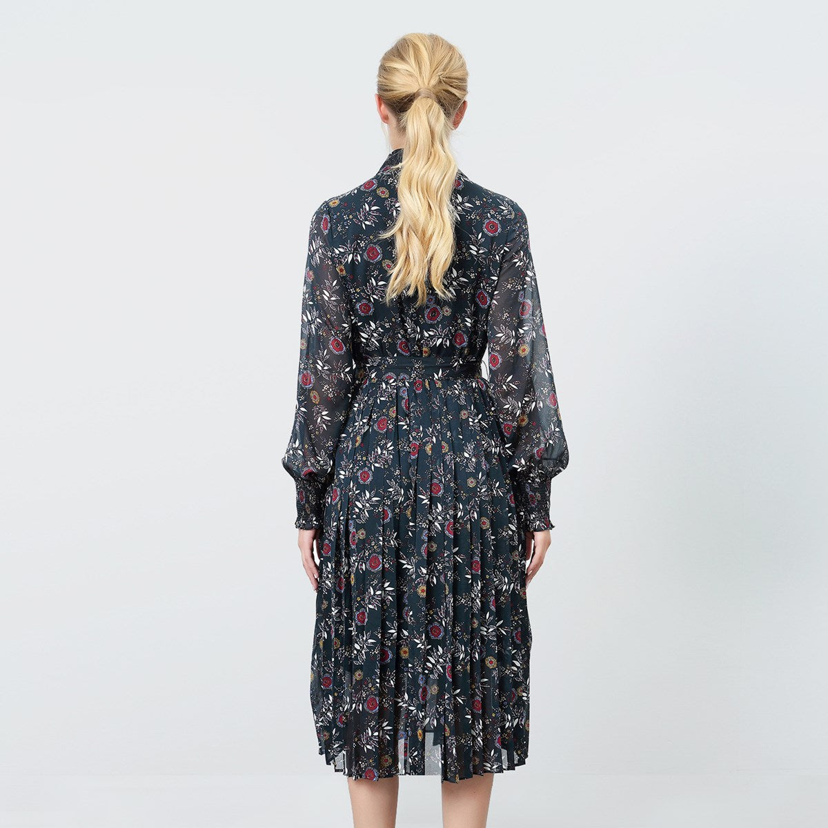 Robe-blouse plissée à imprimé floral
