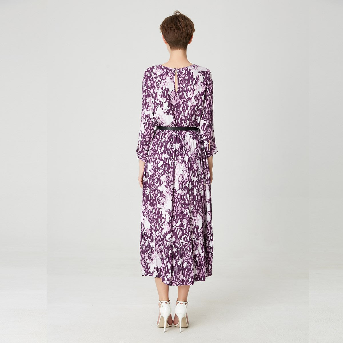 Robe midi évasée à imprimé animal coloré