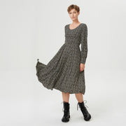 Robe-blouse ceintrée à imprimé liberty et encolure plongeante au dos