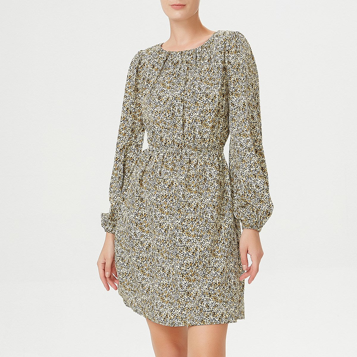 Robe courte à taille élastiquée et imprimé à fleurs