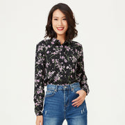 Chemise coupe droite à imprimé fleurs