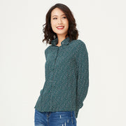 Chemise basique coupe droite à imprimé mini pois