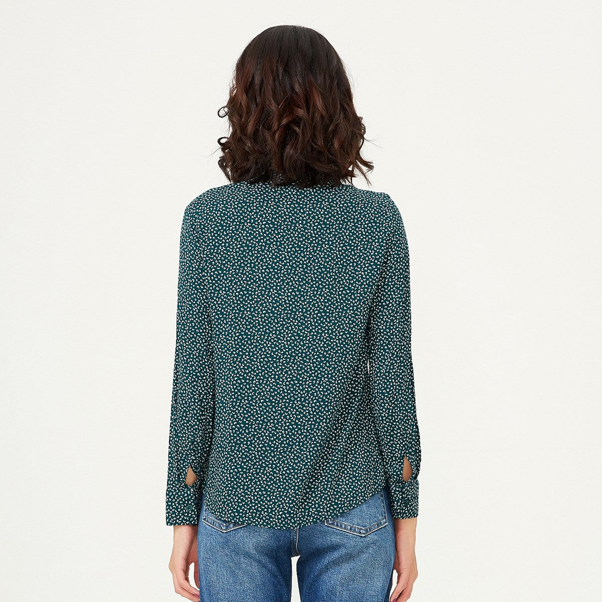 Chemise basique coupe droite à imprimé mini pois