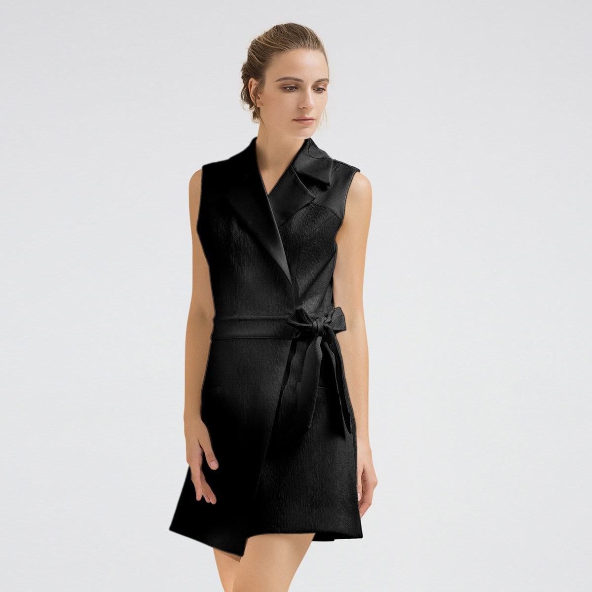 Robe portefeuille tailleur bi-matière