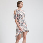 Robe imprimée floral à épaules dénudées