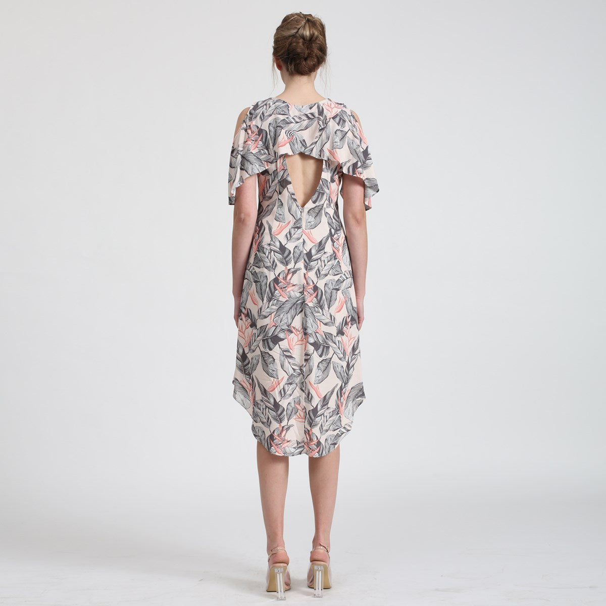 Robe imprimée floral à épaules dénudées
