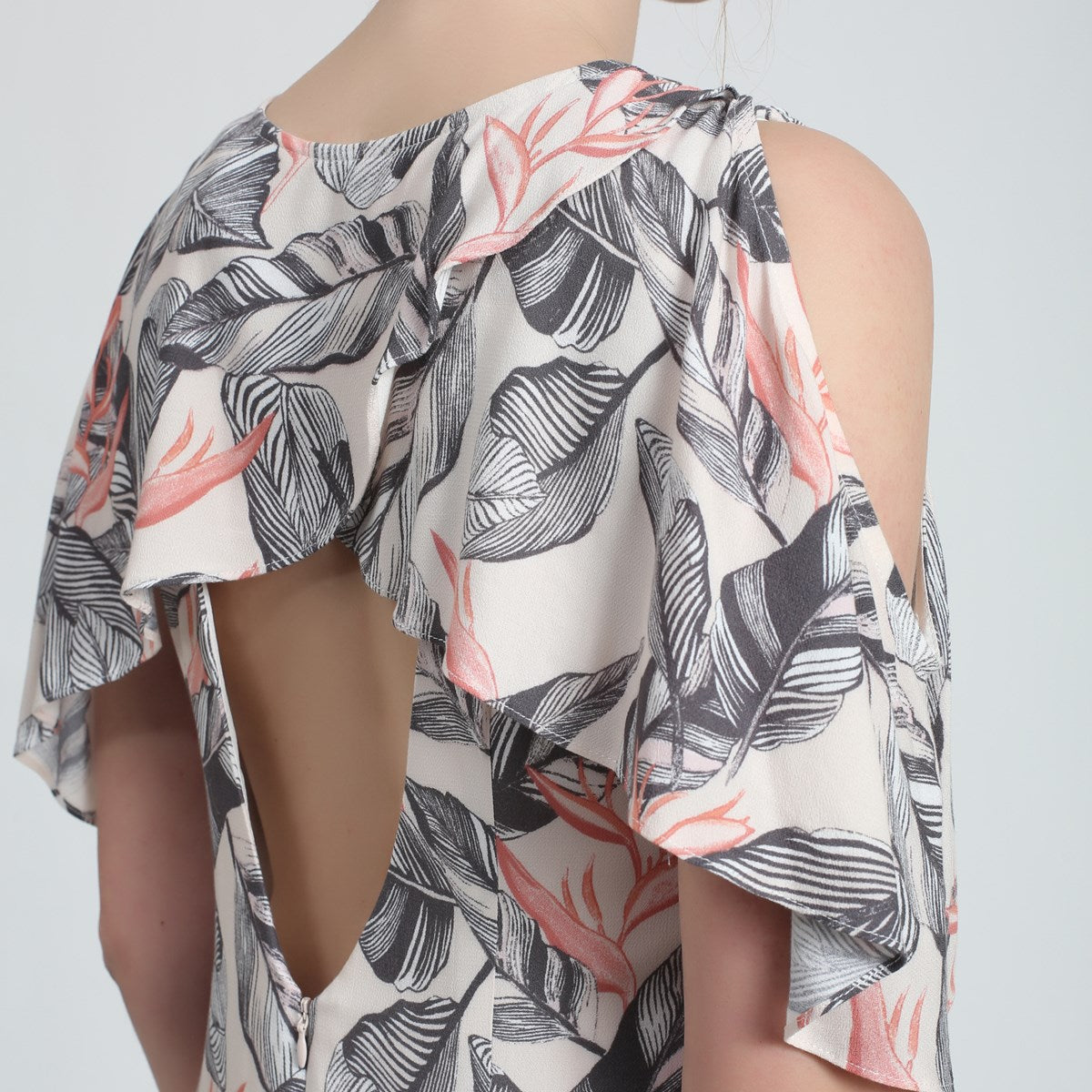 Robe imprimée floral à épaules dénudées