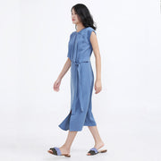 Robe midi drapée nouée au côté en cupro