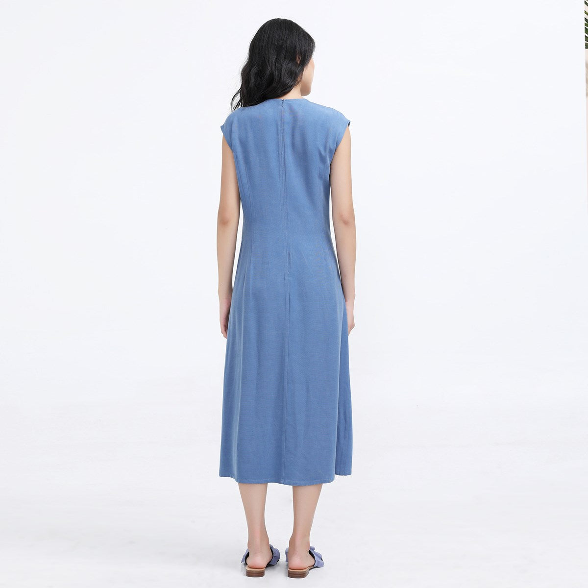 Robe midi drapée nouée au côté en cupro