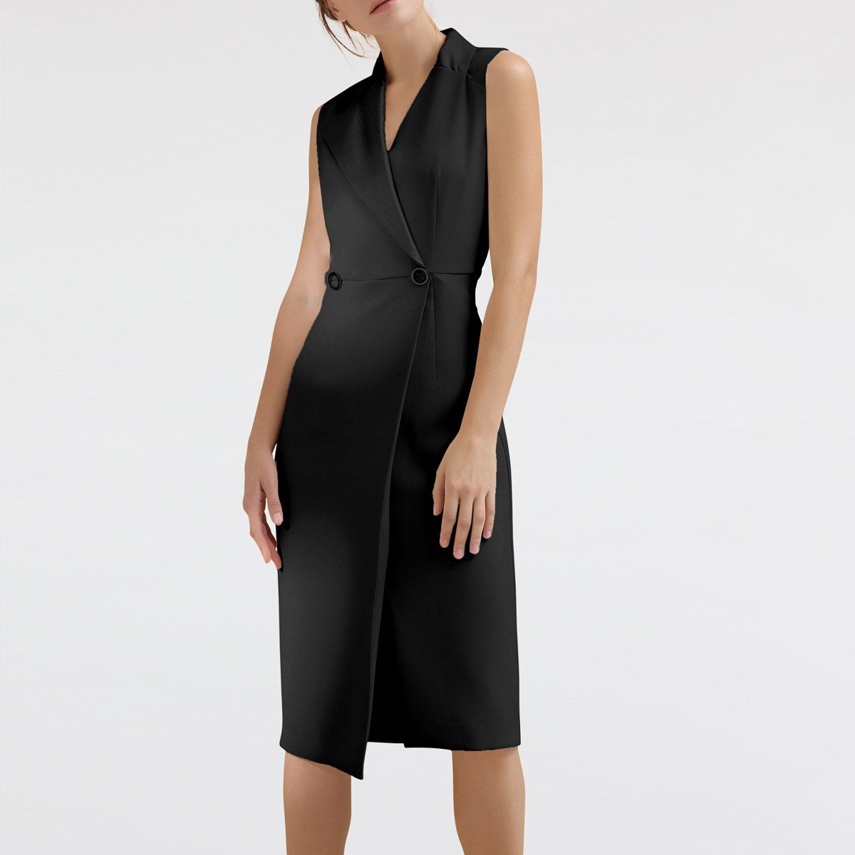Robe tailleur à col surpiqué